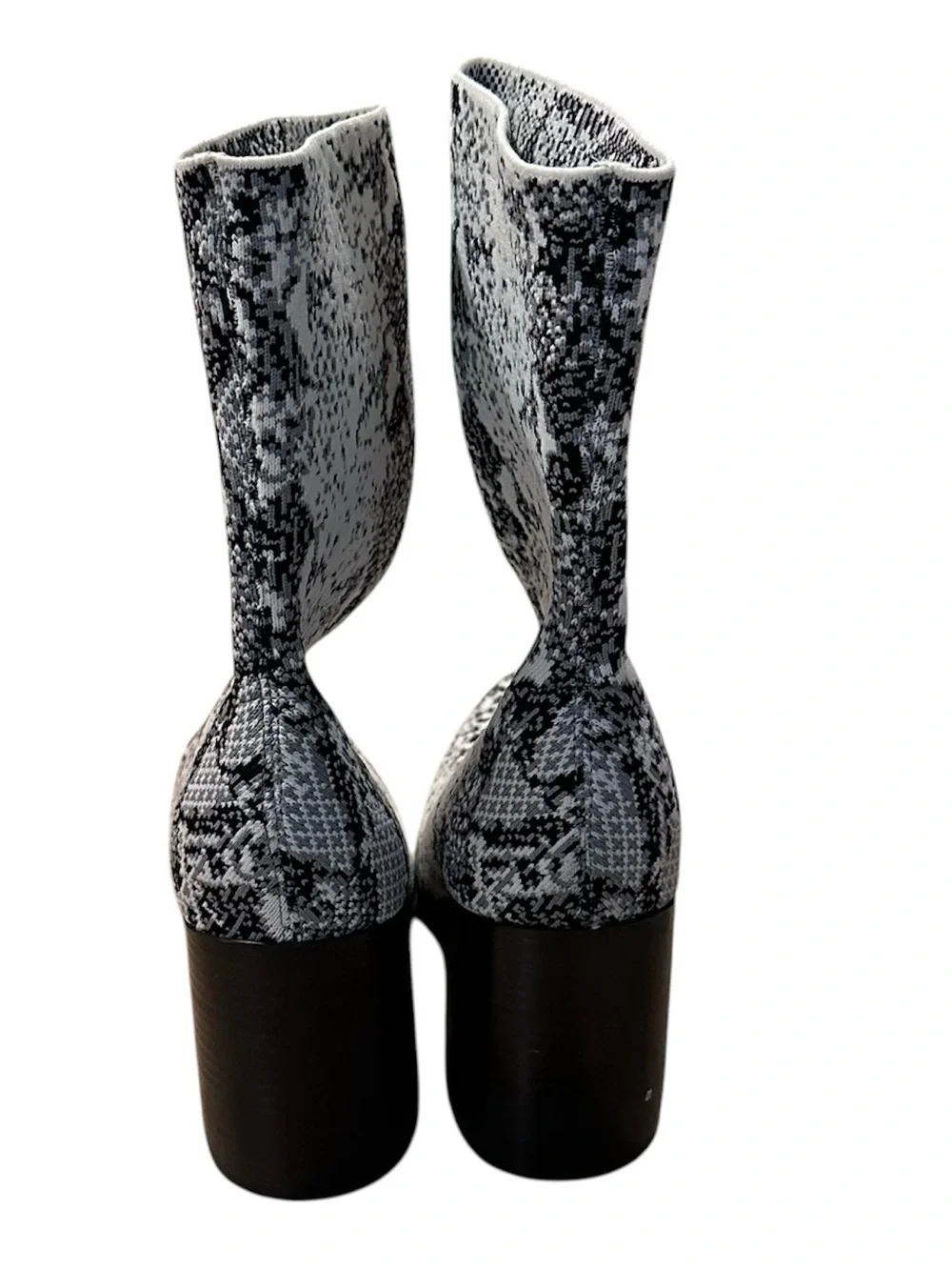 Steve Madden Trent Black & White Snake-Print Sock Boots 9.5 M